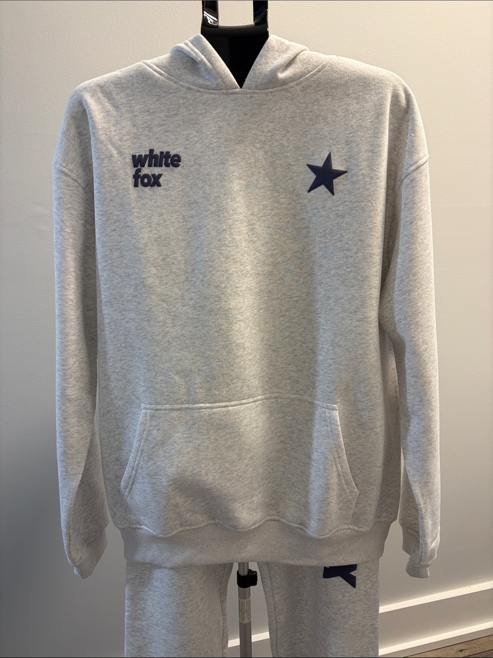 White Fox Set Archives Freya Oversized Sweats ~ L/XL ~ Grey Marle/Navy ~ NWT